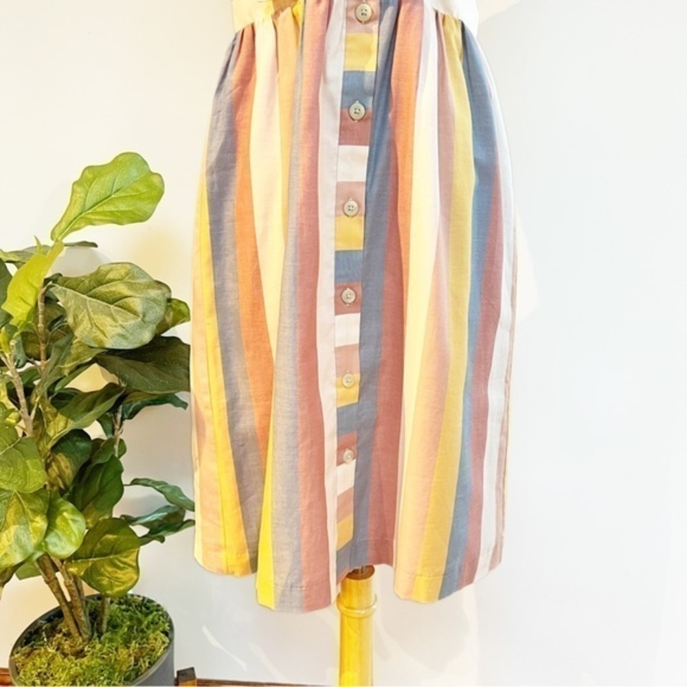 Madewell tie front cutout sherbet stripe dress. - Picture 8 of 9